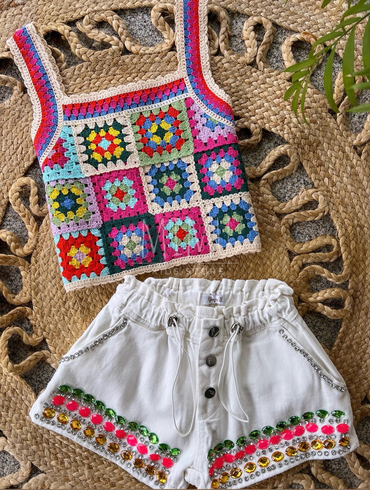 Shorts with crochet top (items purchased individually)