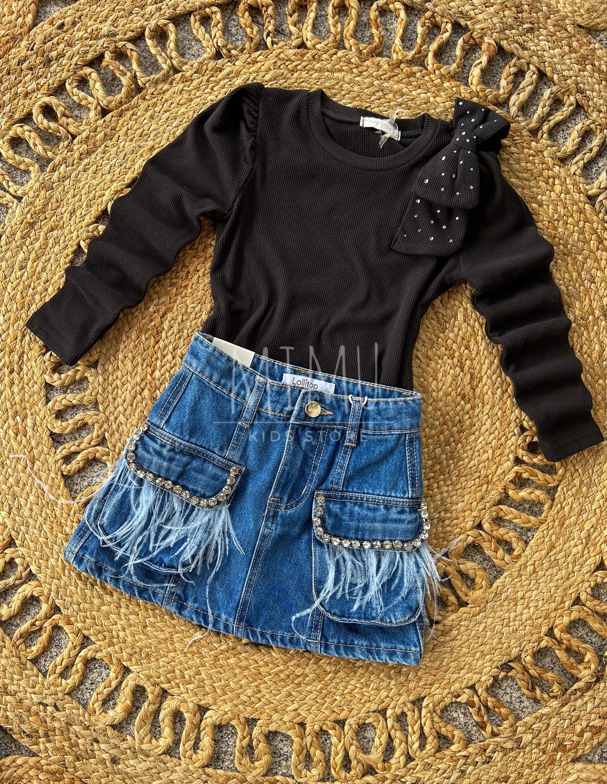 Bow skirt and blouse (items purchased individually)