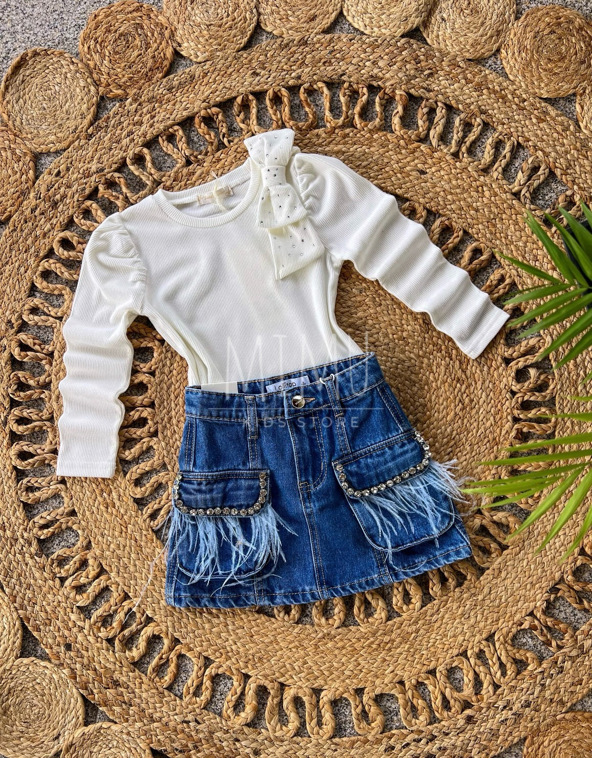 Bow skirt and blouse (items purchased individually)