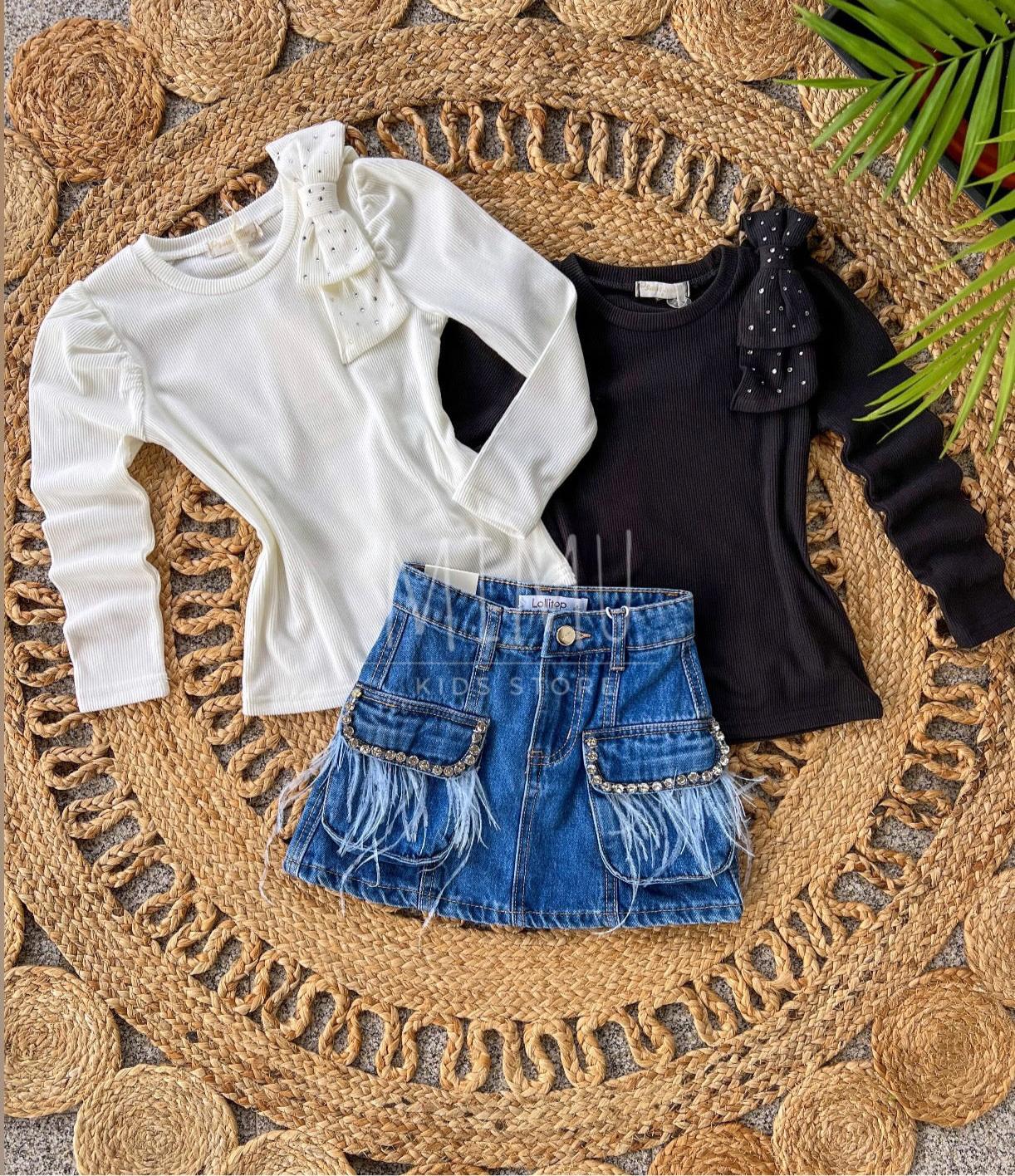 Bow skirt and blouse (items purchased individually)