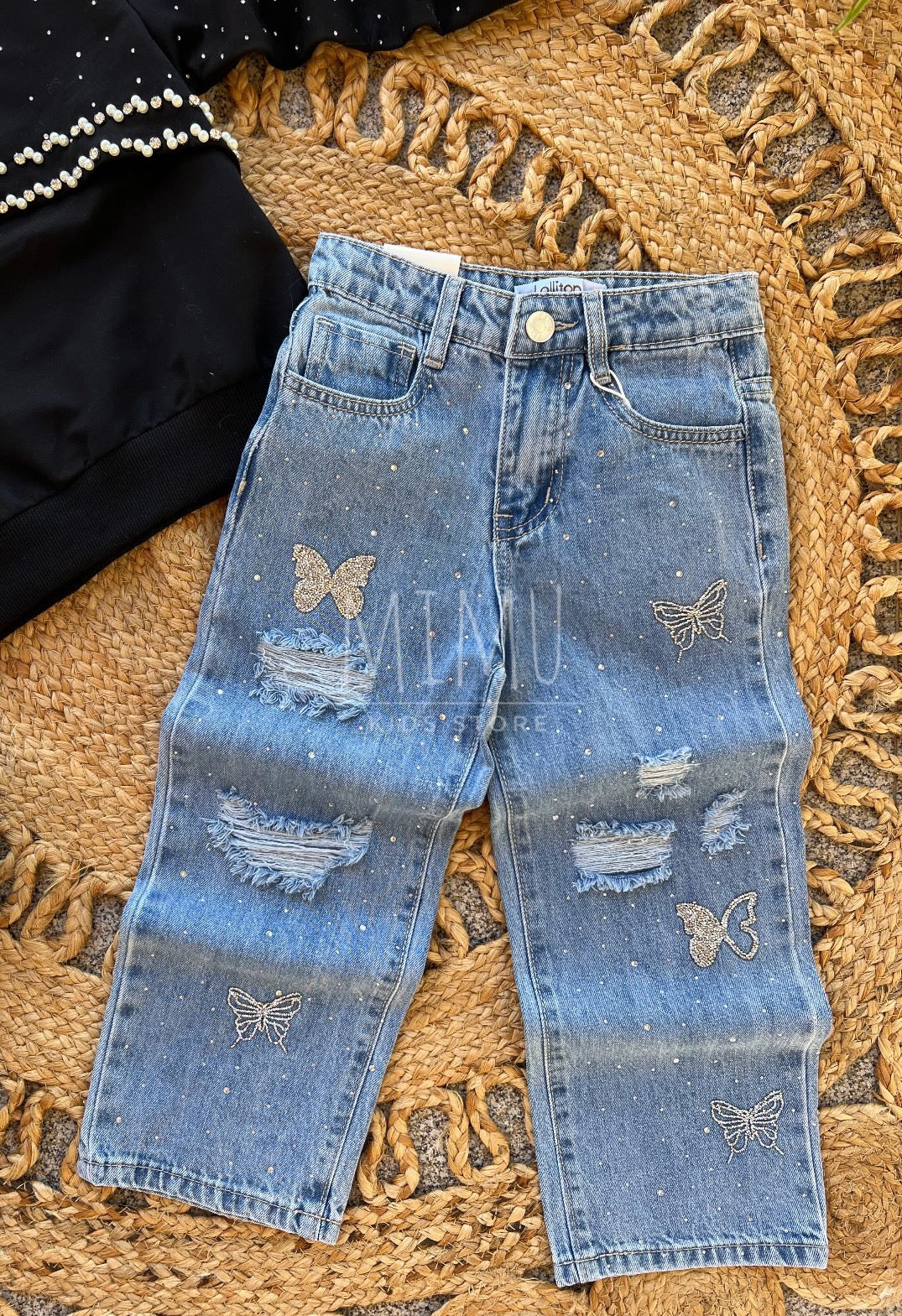 Calças borboletas e camisola brilhos (artigos comprados individualmente)