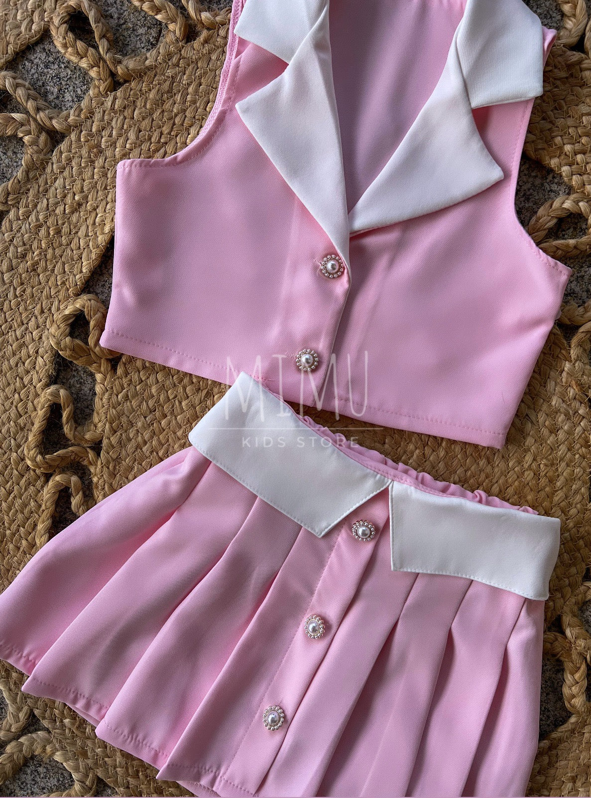 Pleated Vest and Skirt Set