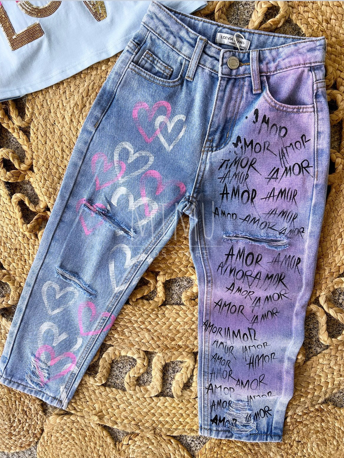 Calças corações e T-shirt Cropped Love (artigos comprados individualmente)