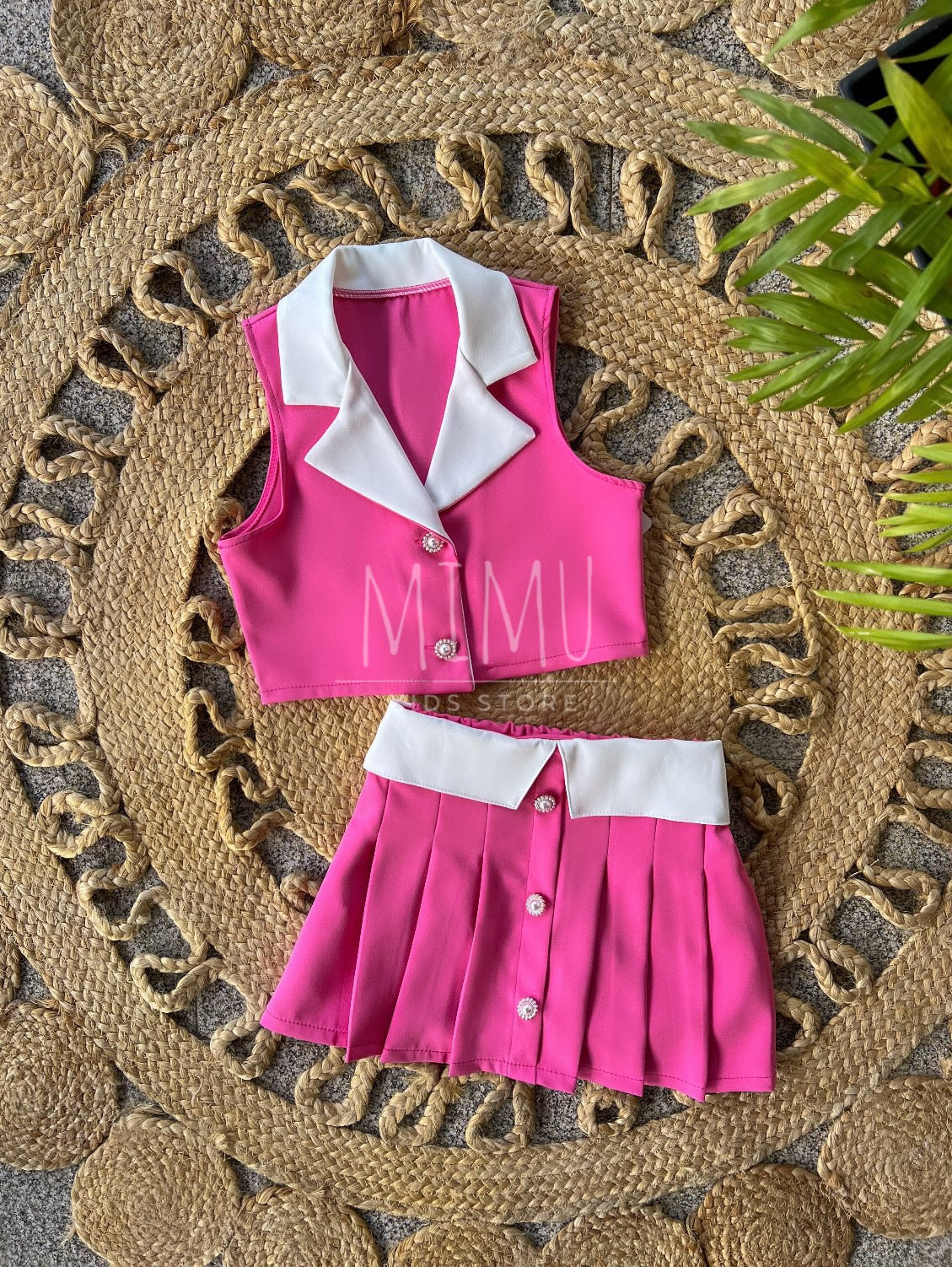 Pleated Vest and Skirt Set