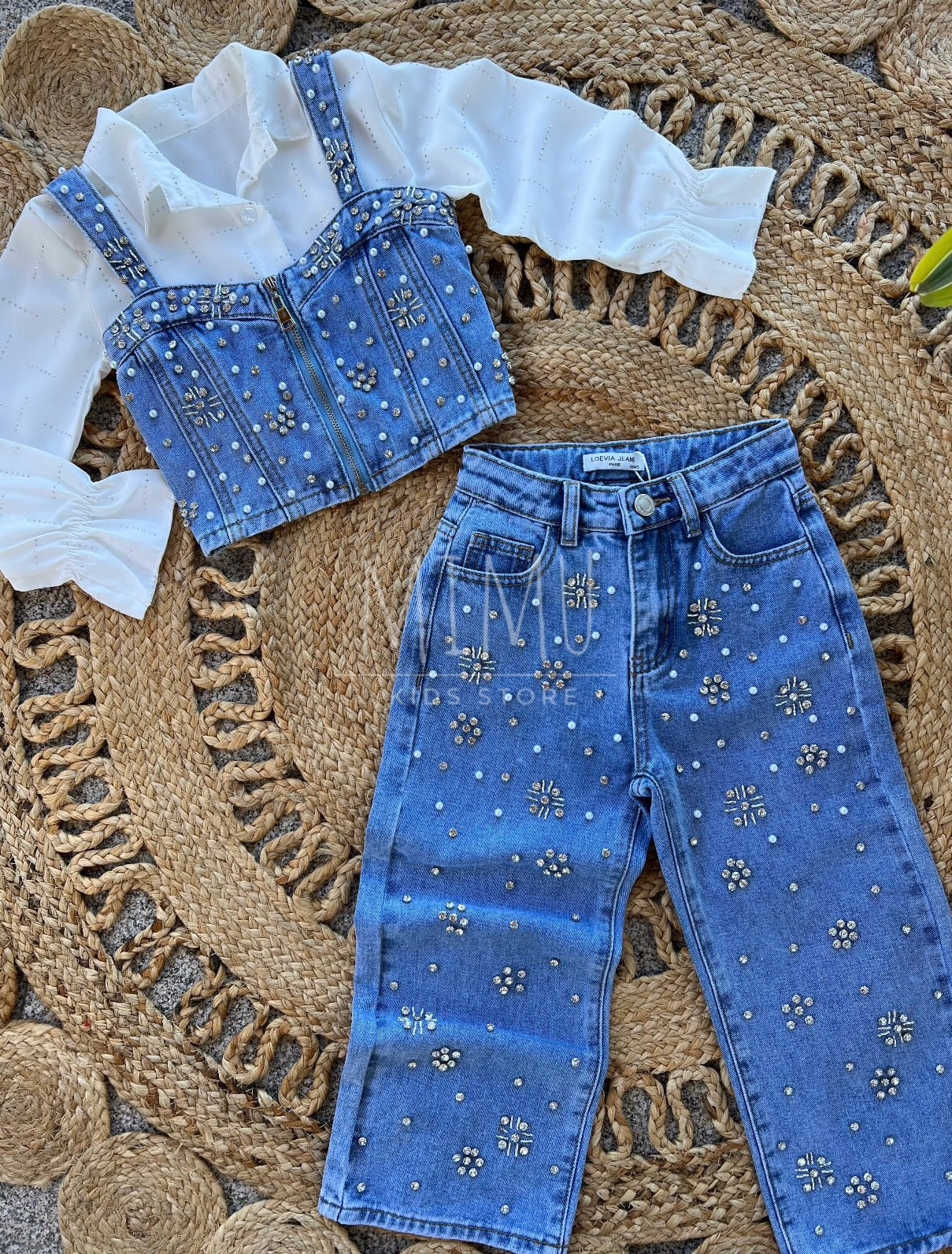 Mirela Set and Cropped Blouse with Sparkles (items purchased individually)