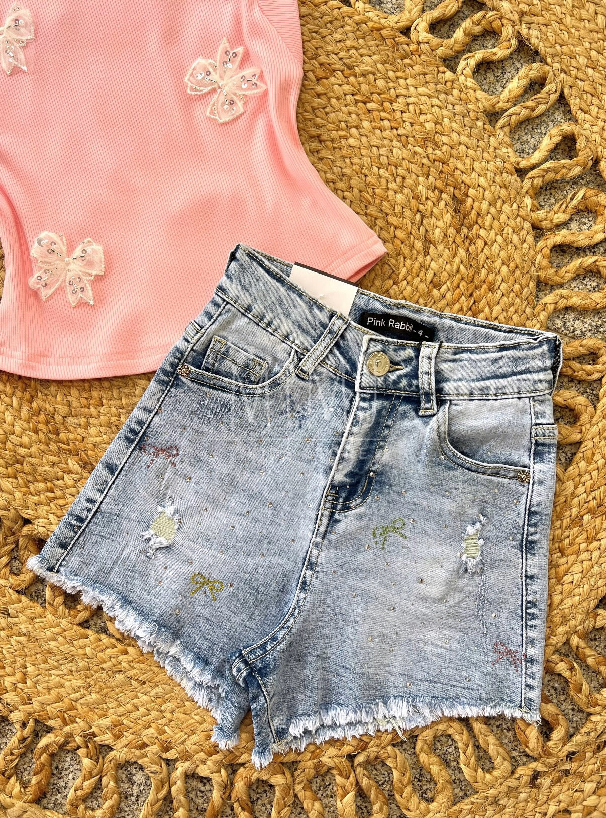 Shorts and top with bows (items purchased individually)