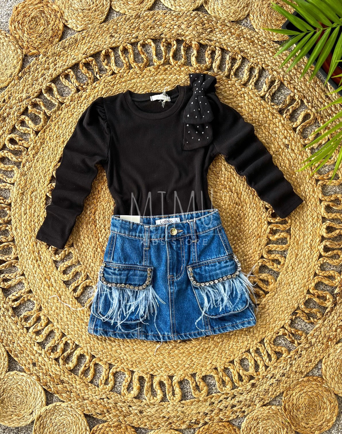 Bow skirt and blouse (items purchased individually)