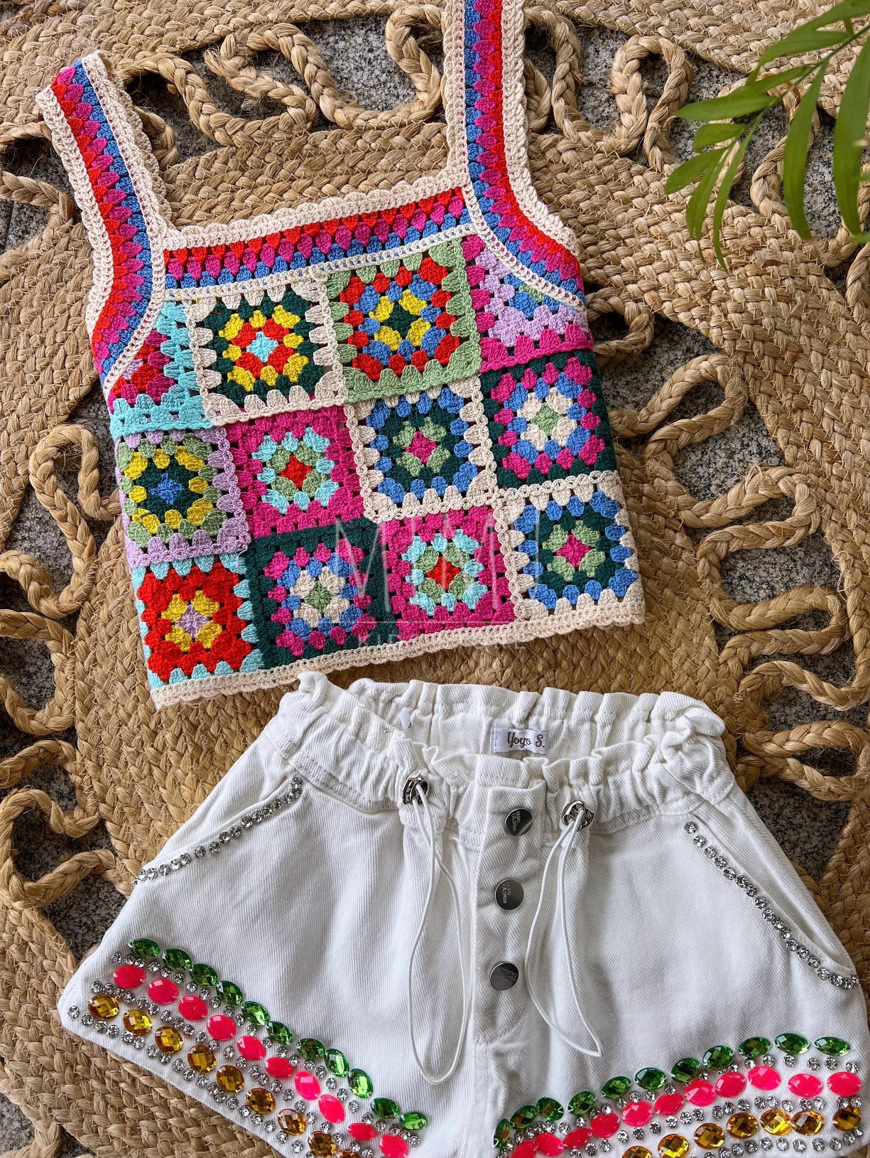 Shorts with crochet top (items purchased individually)