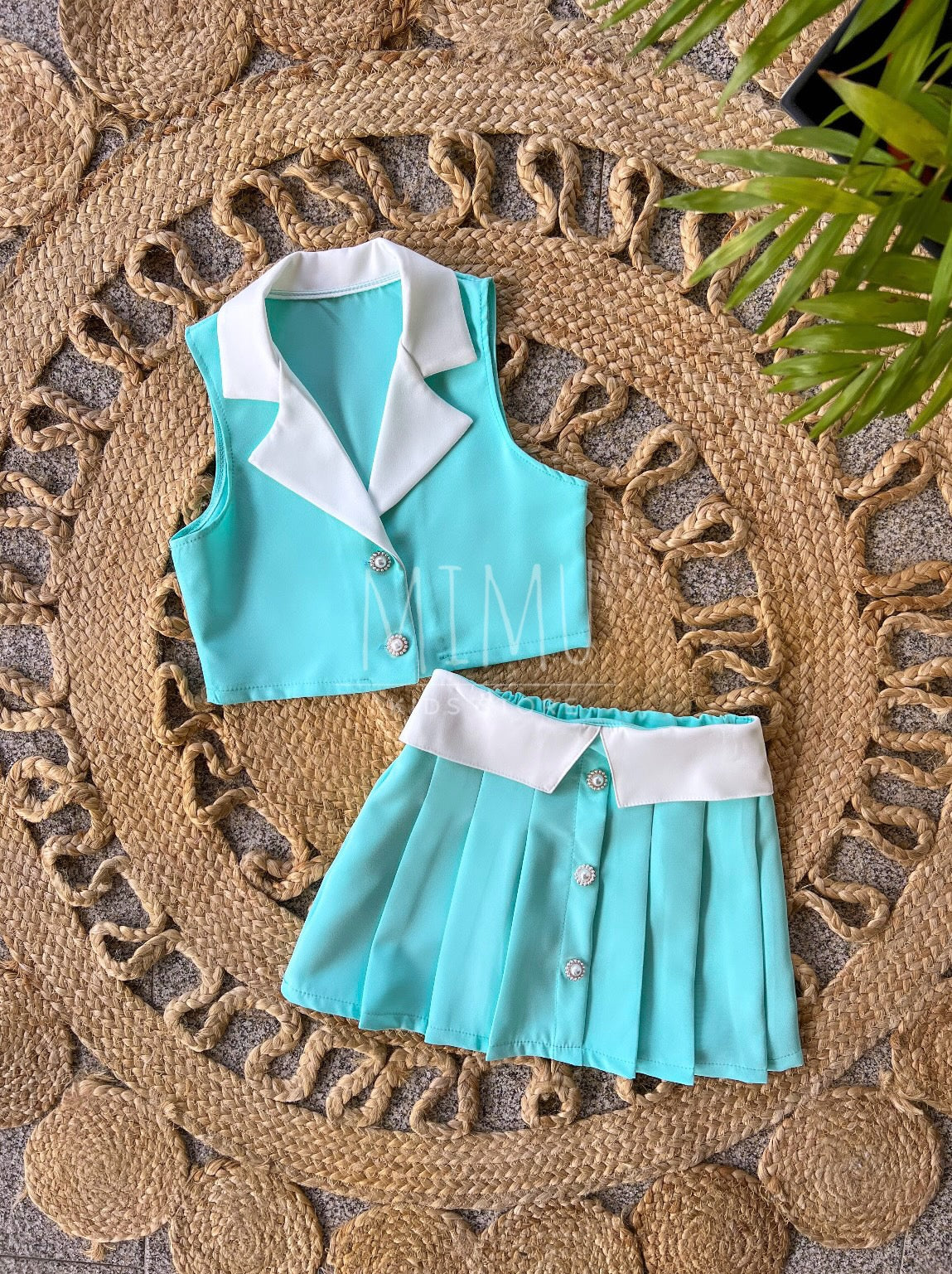 Pleated Vest and Skirt Set