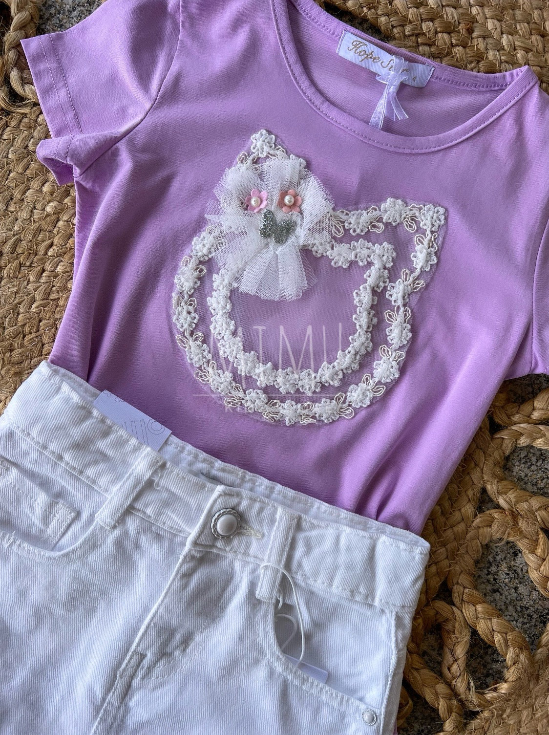 Flower Skirt with Gatinho T-shirt (items purchased individually)