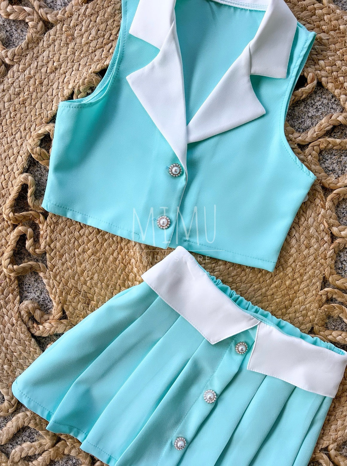 Pleated Vest and Skirt Set