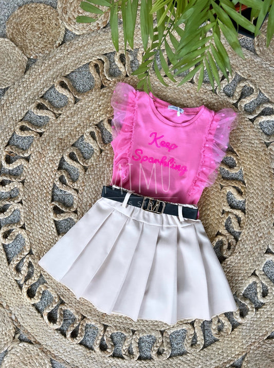 Skirt with ruffled T-shirt (items purchased individually)