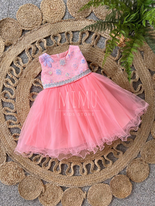Amélie dress in coral