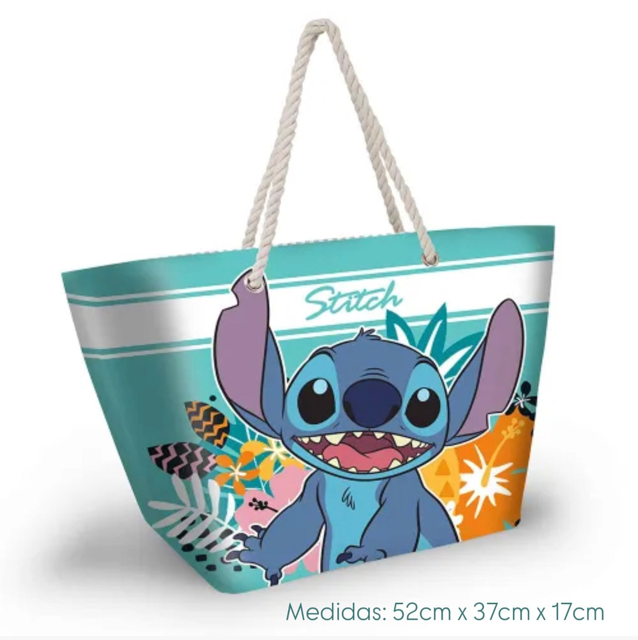 Tropical Stitch Beach Bag with Rope Handle