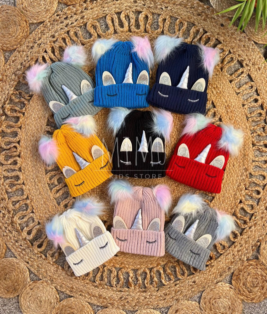 Unicorn pompom hat