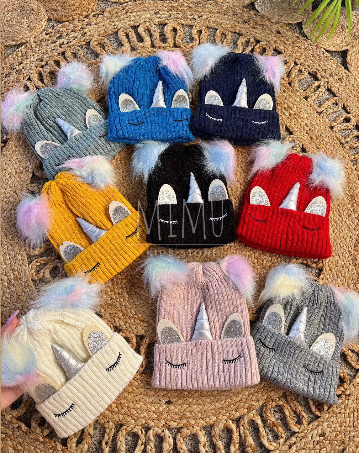 Unicorn pompom hat